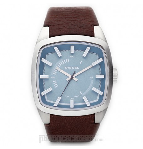 Đồng hồ nam Diesel - Scalped / Brown Leather / Silver Tone Case / Blue Dial 46mm x 40mm