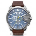 Đồng hồ nam Diesel - Mega Chief Brown Leather / Silver Tone Case 59mm x 51mm