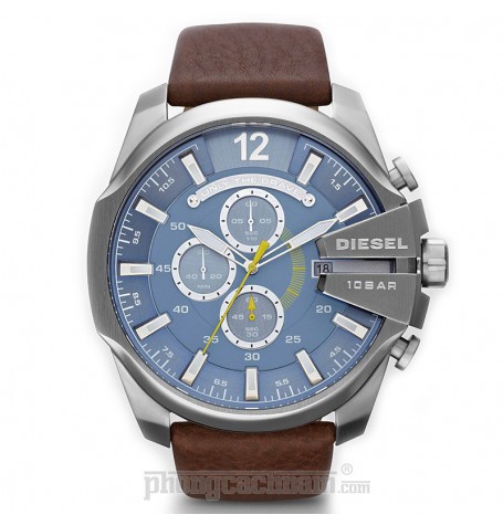 Đồng hồ nam Diesel - Mega Chief Brown Leather / Silver Tone Case 59mm x 51mm