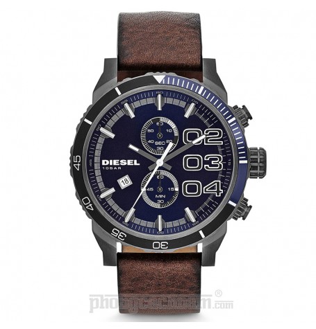 Đồng hồ nam Diesel - Double Down 48 Chnorograph  Brown Leather / Blue Dial 59mm x 48mm
