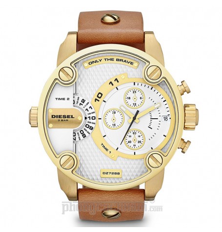 Đồng hồ nam Diesel - Little Daddy Classic Brown Leather / Gold Tone Case 61mm x 51mm