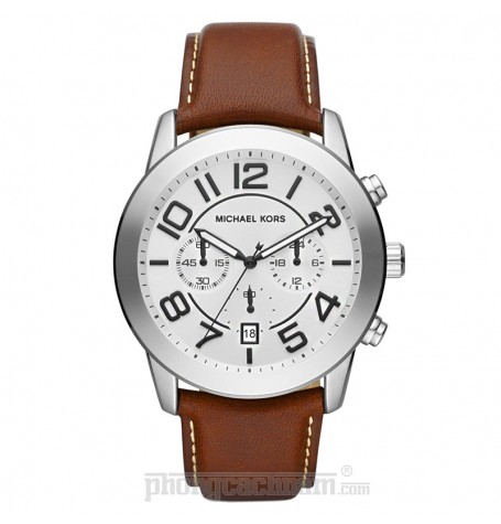 Đồng hồ nam Michael Kors - Oversize Brown Leather Mercer Chronograph 45mm