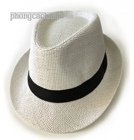 Mũ nón panama fedora - PhongCachNam "Fashionista" màu trắng vành nhỏ