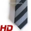 Cà vạt bản trung (7cm) - PhongCachNam "Trend Setter" sọc chéo đen xám