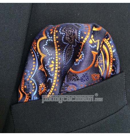 Khăn túi áo vest - Pocket Square - Marco Cannavaro "Blue Fire" 30cm x 30cm