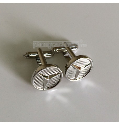 Khuy cài măng sét - Cufflinks - PhongCachNam "Mercedes Benz" màu bạc
