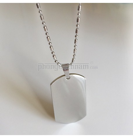 Vòng cổ nam - PhongCachNam "Urban Style" Silver Tag - mặt 27mm x 150mm màu bạc